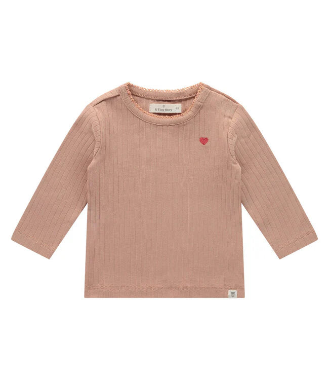 baby t shirt long sleeve rib dusty coral by A tiny story